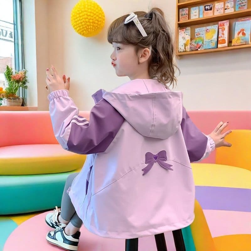 Meninas primavera jaquetas roupas infantis moda grandes crianças com capuz meninas primavera outono topos