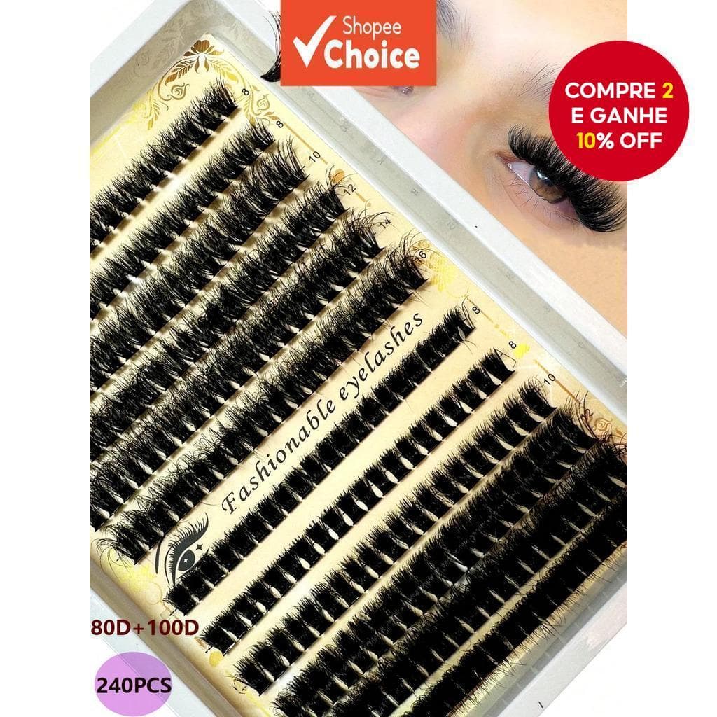 50D/80D/100D Cluster Cílios Postiços 240Pcs Extensões De Diy