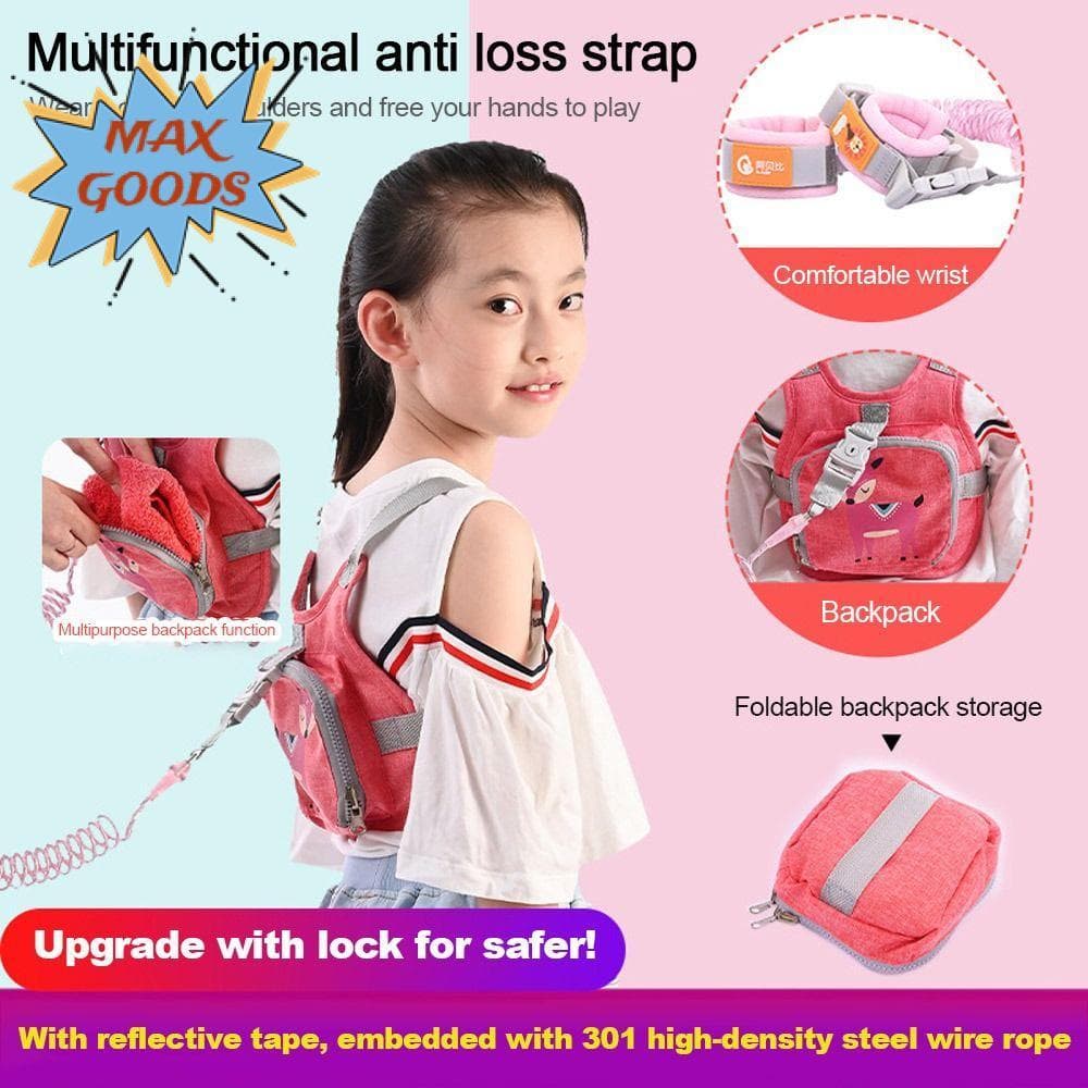 Trela De Arnês Para Crianças MAXGOODS , Elo De Pulso Anti-Perda Ajustável Dobrável , Dinossauro Fofo