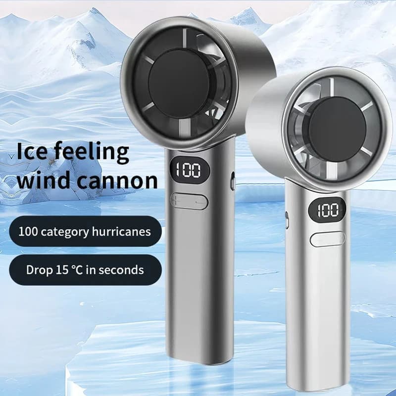 Ventilador Portátil Turbofan De 120 Velocidades Elétrico Recarregável USB Com Display Digital