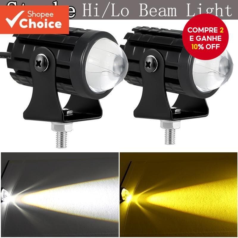Refletor Estroboscópico De Duas Cores Para Motocicleta , Feixe Alto/Baixo , Faróis De Condução , Branco , Amarelo , Flas