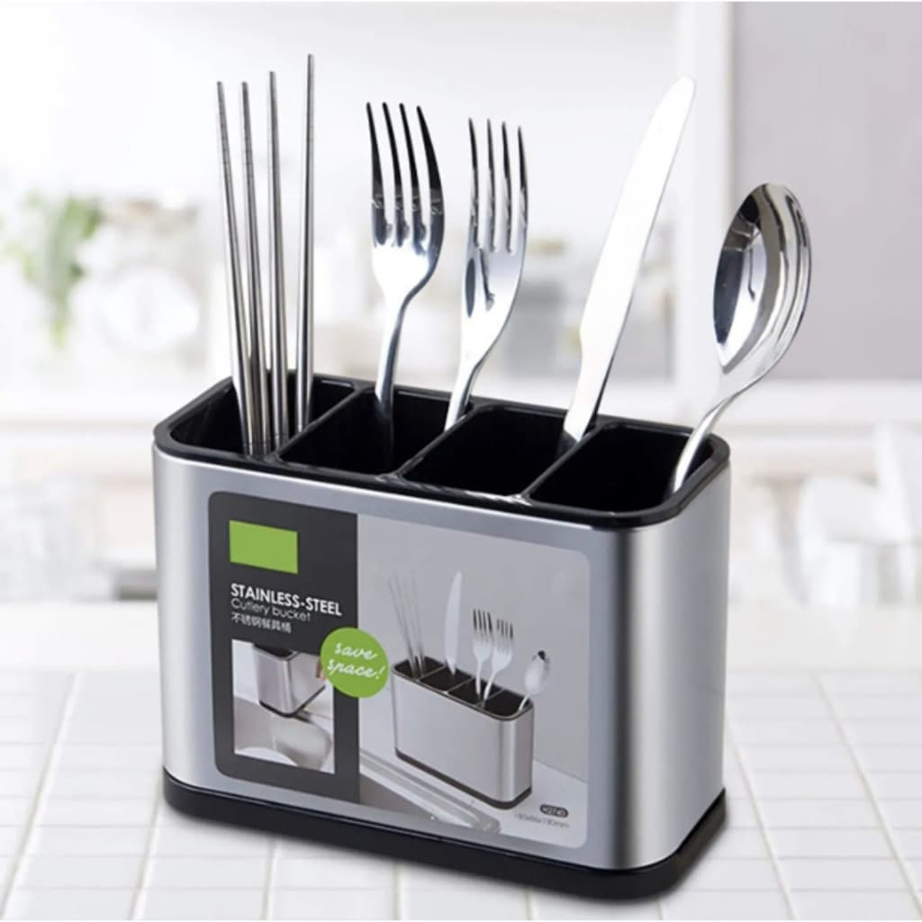 Porta Talheres Escorredor Organizador Aço Inox Vazado Pia Cozinha Portatil Suporte Talheres