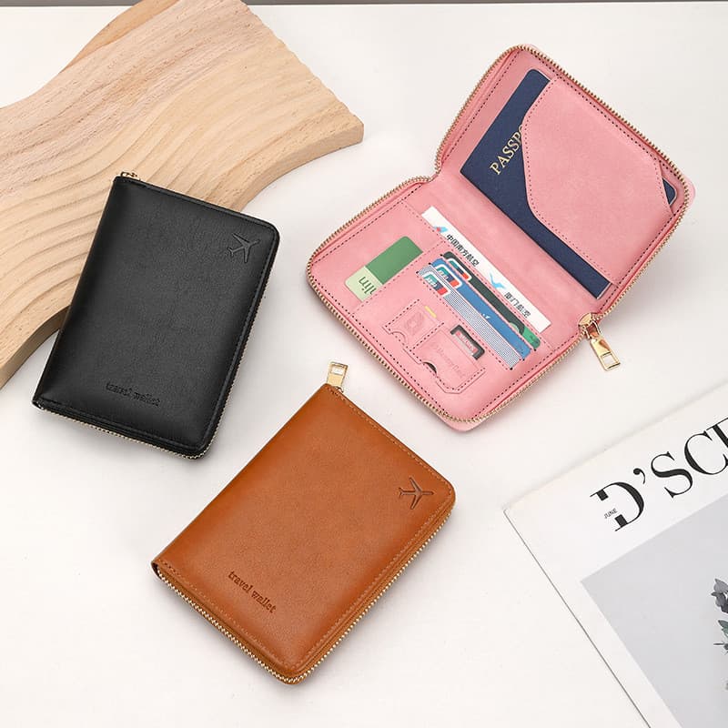 Capa Para Passaporte Antirroubo RFID-Bolsa Multifuncional Documentos De Viagem Com Zíper