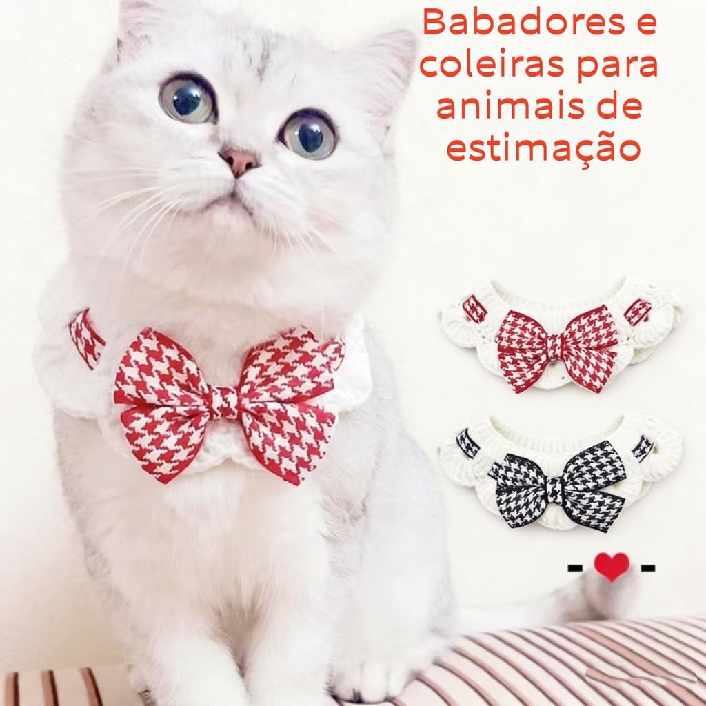 Coleiras e cachecóis de tricô com laço para animais de estimação - protetores de pescoço e acessórios para cães e gatos