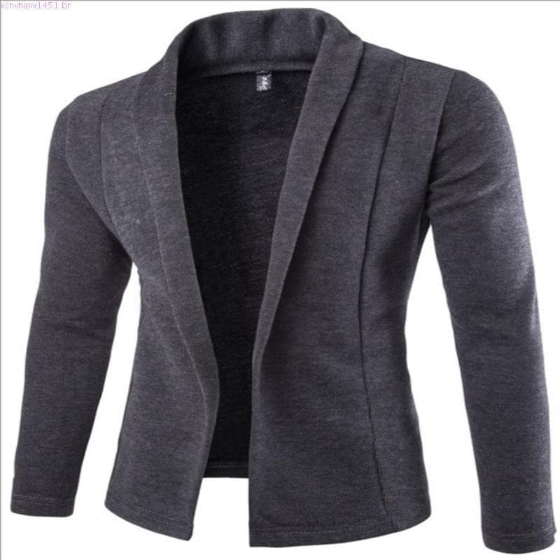 Blazer sólido masculino manga comprida casuais slim fit suéter jaqueta de malha sólida