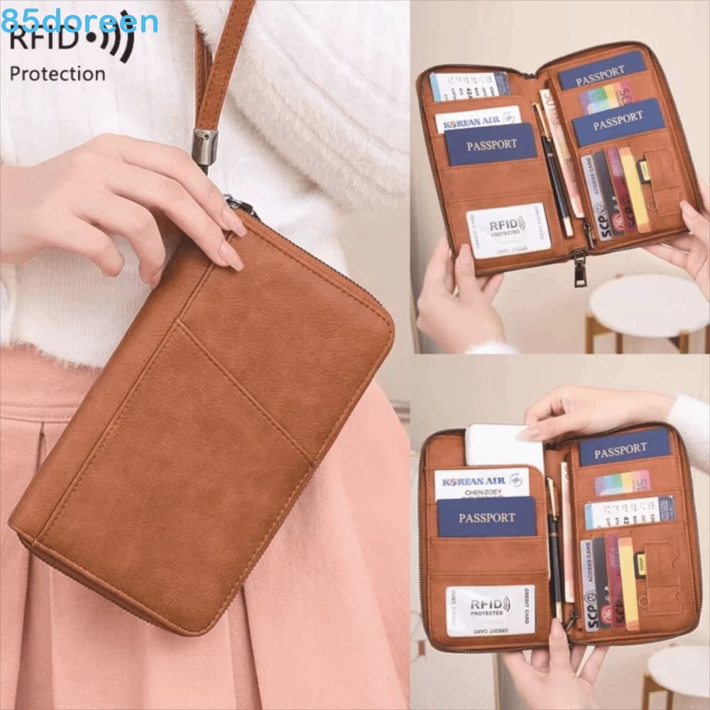 Carteira Com Clipe Para Passaporte DOREEN1 , Porta-RFID De Couro PU Bloqueio De , Bolsa Documentos De Viagem À Prova D'á
