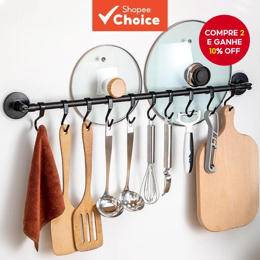 Gancho de Cozinha Forte Pendurado Haste Rotativa Pá de Colher Viscose Sem Perfuração