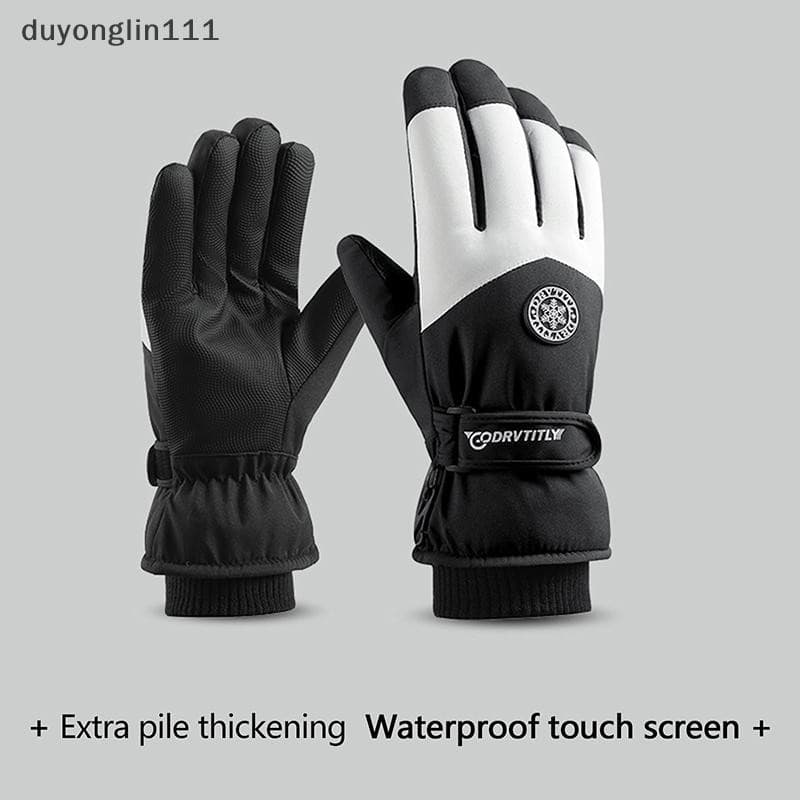 (duyonglin111) Luvas De Inverno Para Snowboard Ao Ar Livre , Esqui , Couro , Antiderrapante , Tela Sensível Toque , À Pr