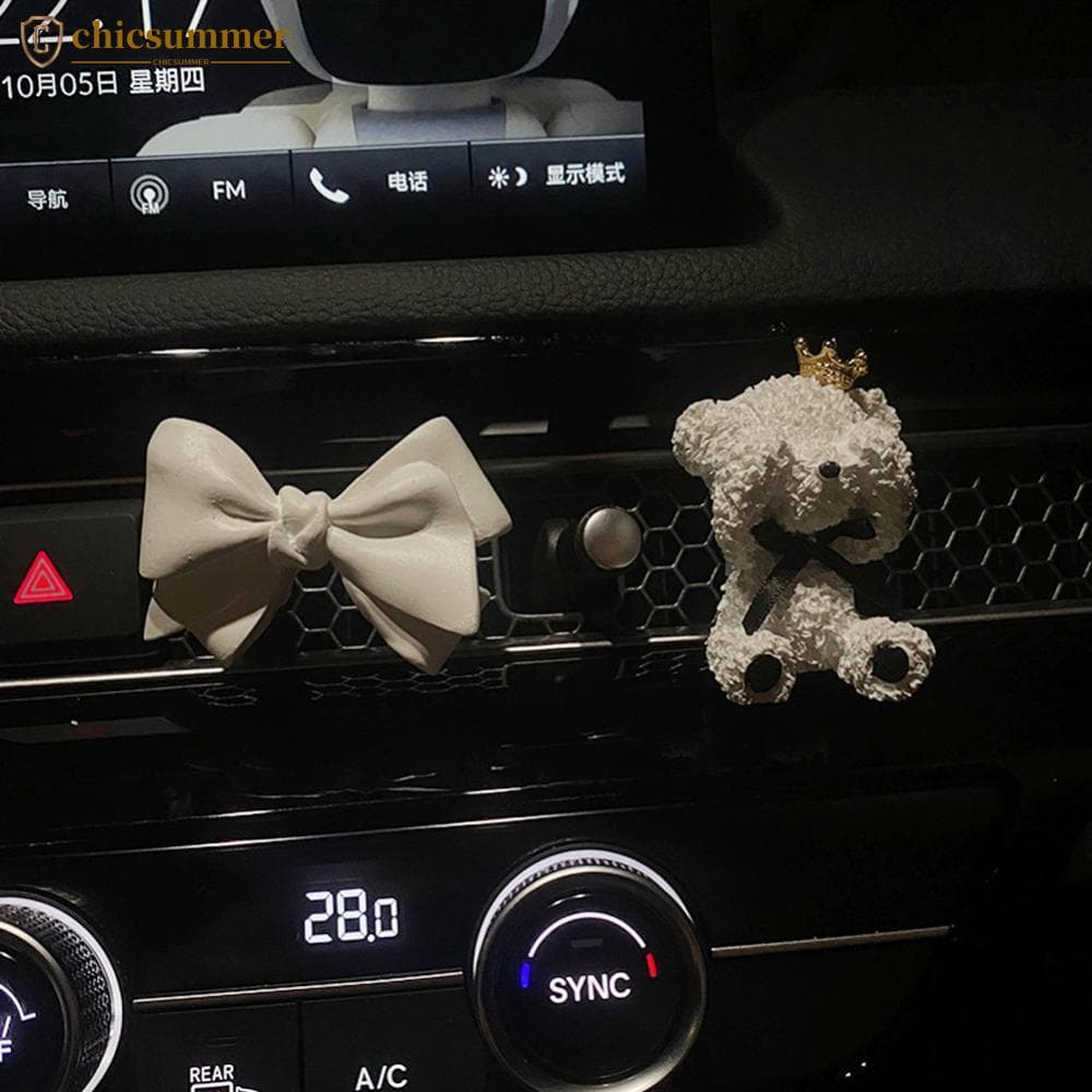 CHICSUMMER Suporte De Ambientador Para Carro , Laço , Formato De Urso , Gesso , Pedra Perfumada , Saída De Ar Automática