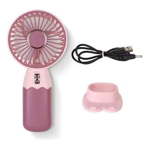 Ventilador Mini Portátil Recarregável USB de Mão Suporte Mesa Silencioso Ideal para Casa Trabalho