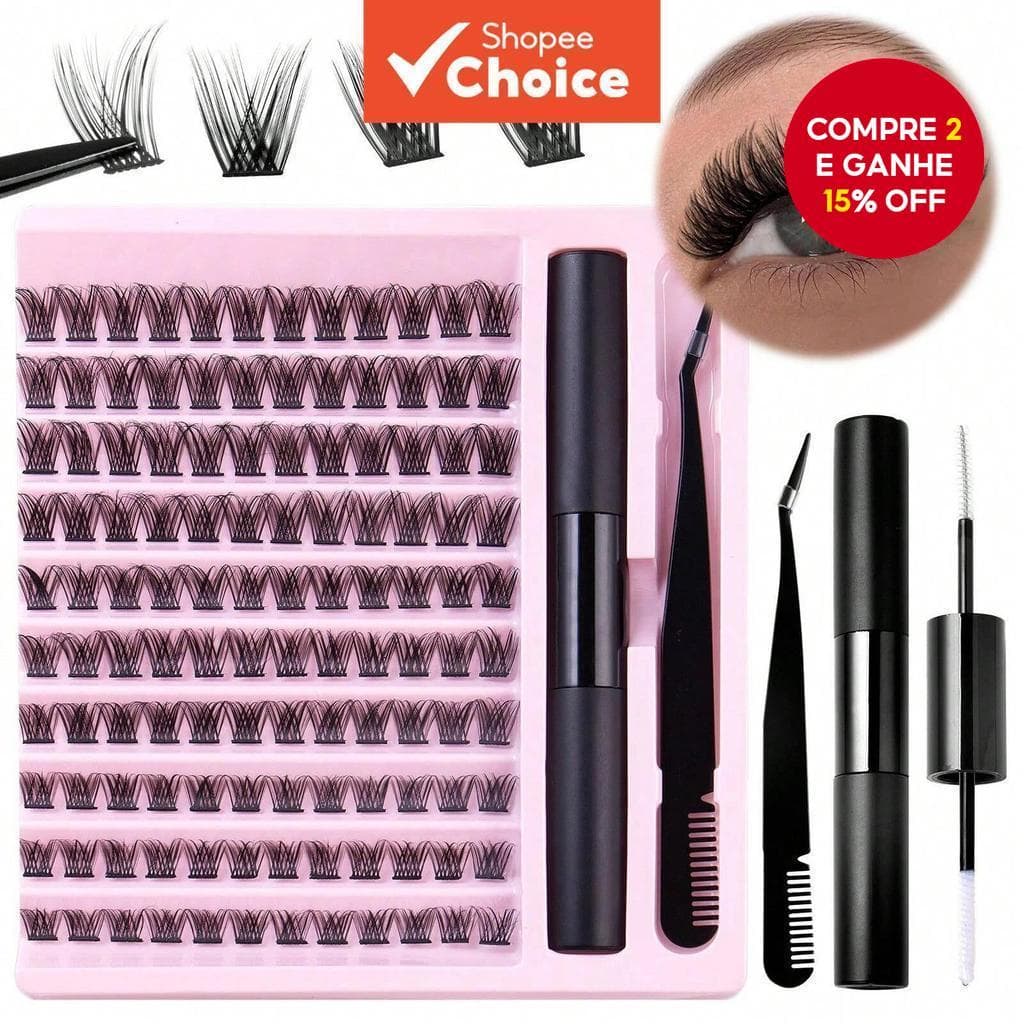 Kit De Extensão De Cílios DIY , Aglomerados Com Ligação E Vedação Forte À Prova D'água