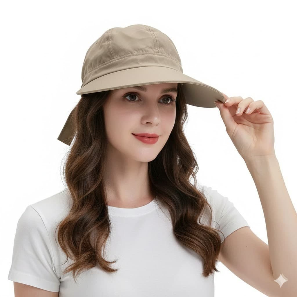 Boné Viseira Feminina Tactel Aba Larga Proteção ao sol Praia, Piscina, verão Varias Cores
