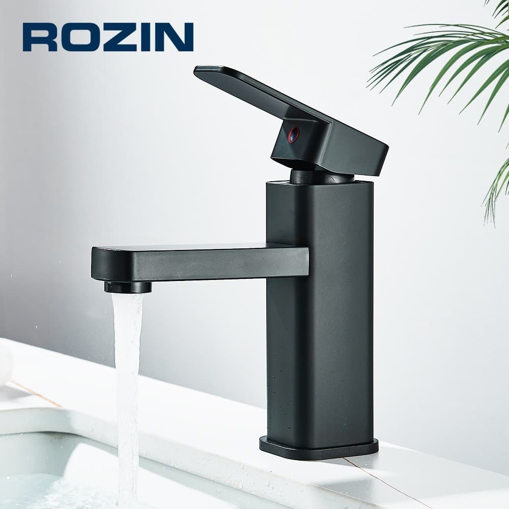 Torneira de Banheiro Preta Inox Fosco Lavabo Luxo Quente e Frio Bancada Elegante Moderna Metal Top