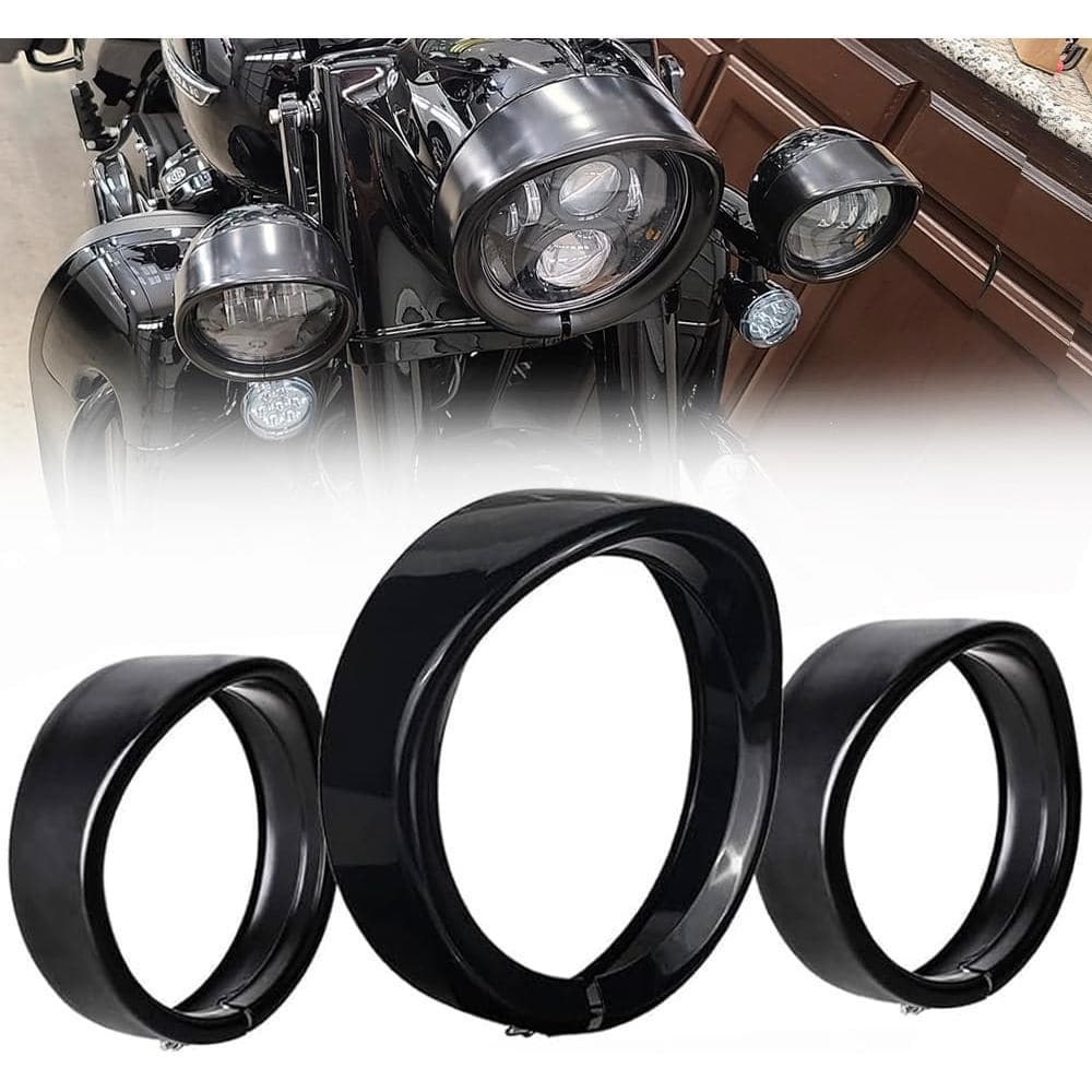 Kit Completo Preto 1 Unidade 7 " Redondo Farol Cabeça Lâmpada Anel Guarnição + 2 Peças 4.5 " Passando Luz De Nevoeiro Ca