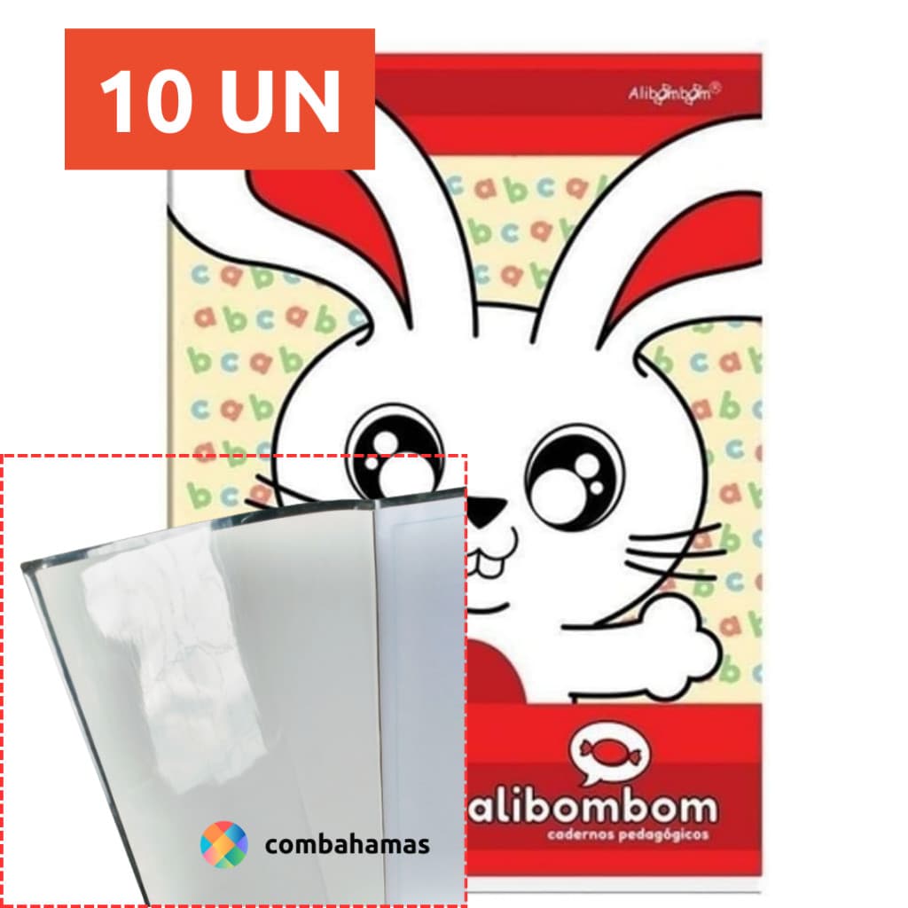 CAPA PRONTA PARA CADERNO, ALIBOMBOM 80 FLS CAPA DURA COSTURADO, 10 UN