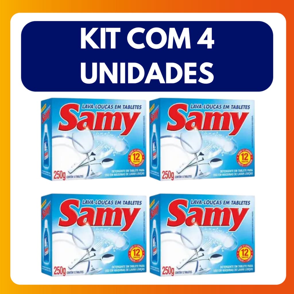 Kit C/4 Unidades de Lava Louças em Tabletes Samy 250g