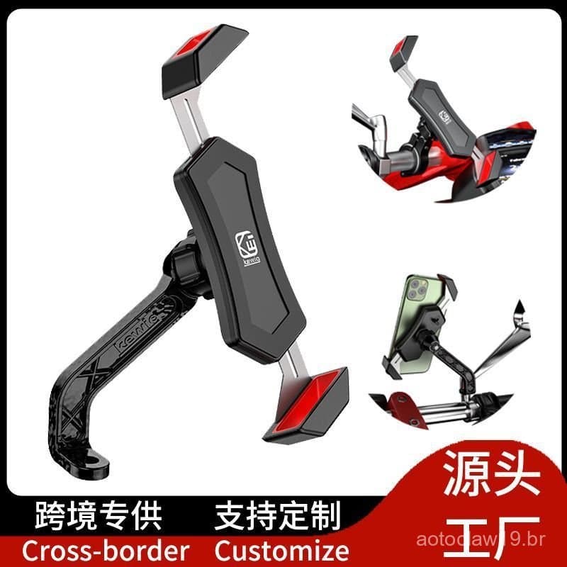 Suporte de Telefone para Espelho Retrovisor de Bicicleta Kaiweige, Suporte de Telefone de Navegação em Liga de Alumínio 