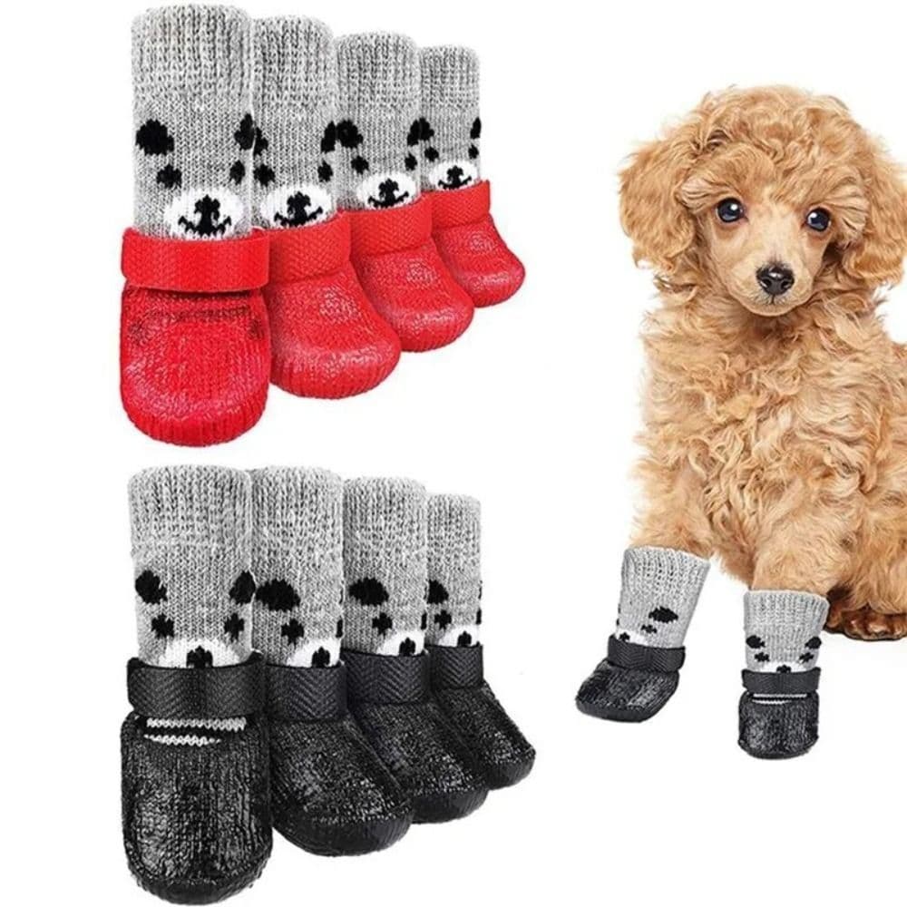 Outono Inverno Sapatos Para Cães De Estimação Meias À Prova Dwaterproof Água Gatos De Borracha Antiderrapante Cão Chuva 