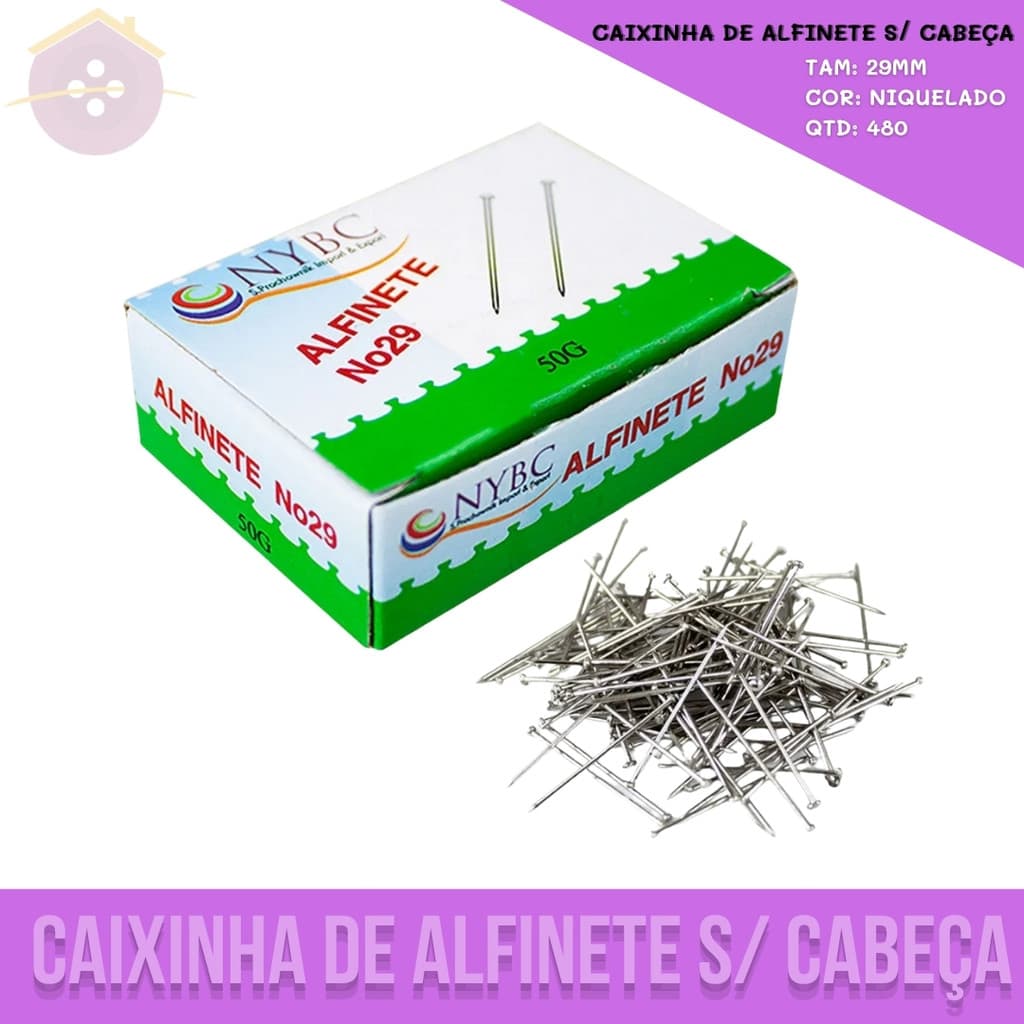 Alfinete Sem Cabeça - 29MM - Caixinha C/50gr