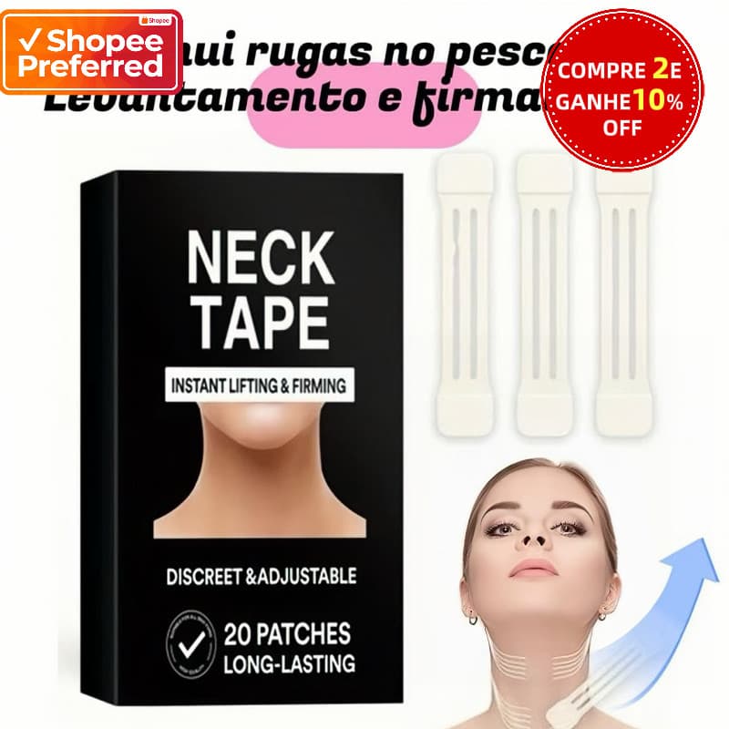 【Oferta Limitada】Fita Elevadora de Pescoço Instantânea - Colágeno + Hexapeptídeo-8 | Reduz Rugas Invisível