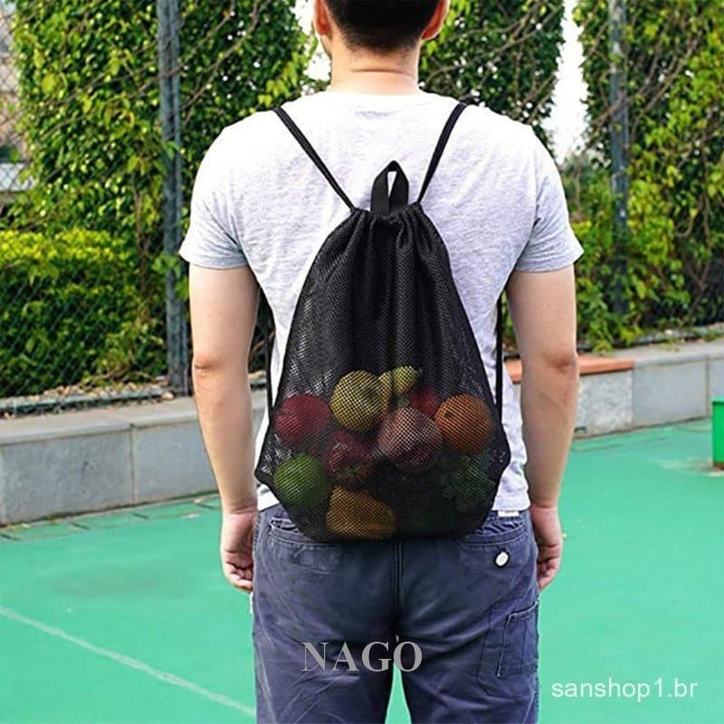 NAGO Mesh Drawstring Bag Saco De Malha De Natação Dobrável Lavável Para Piscina Rede Ginásio De Praia Gear