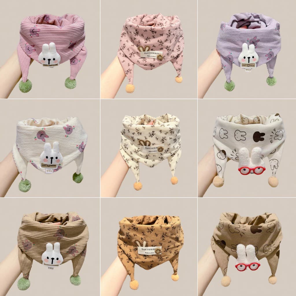 Crianças cachecol feminino bonito coelho triângulo cachecol outono inverno crianças pescoço proteção colar capa meninas 