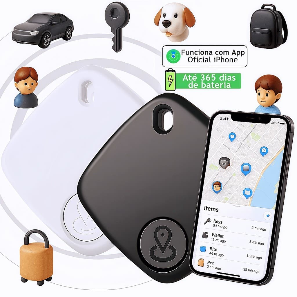 KIT 2 Rastreador Inteligente compatível GPS Mini Lembrete Anti-Perda Para iOS Apple Find My MFI