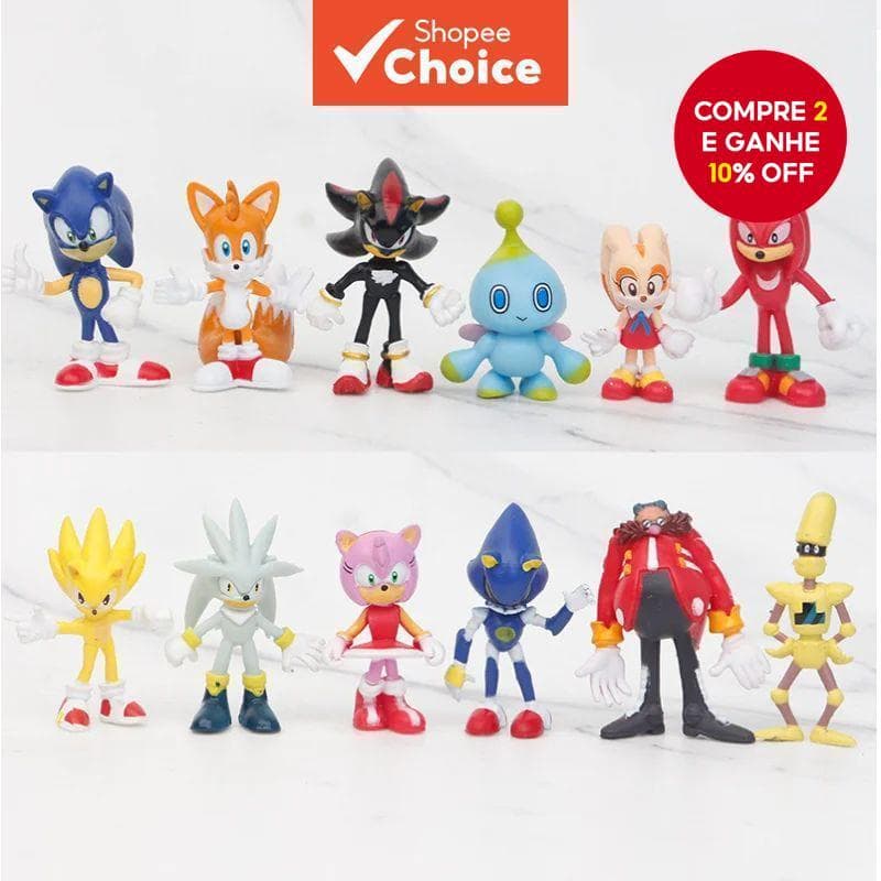 Sonic The Hedgehog Figura De Ação Conjunto Anime Juntos Egggman Milhas Prower Modelo Bonecas Decoração Desktop Crianças 