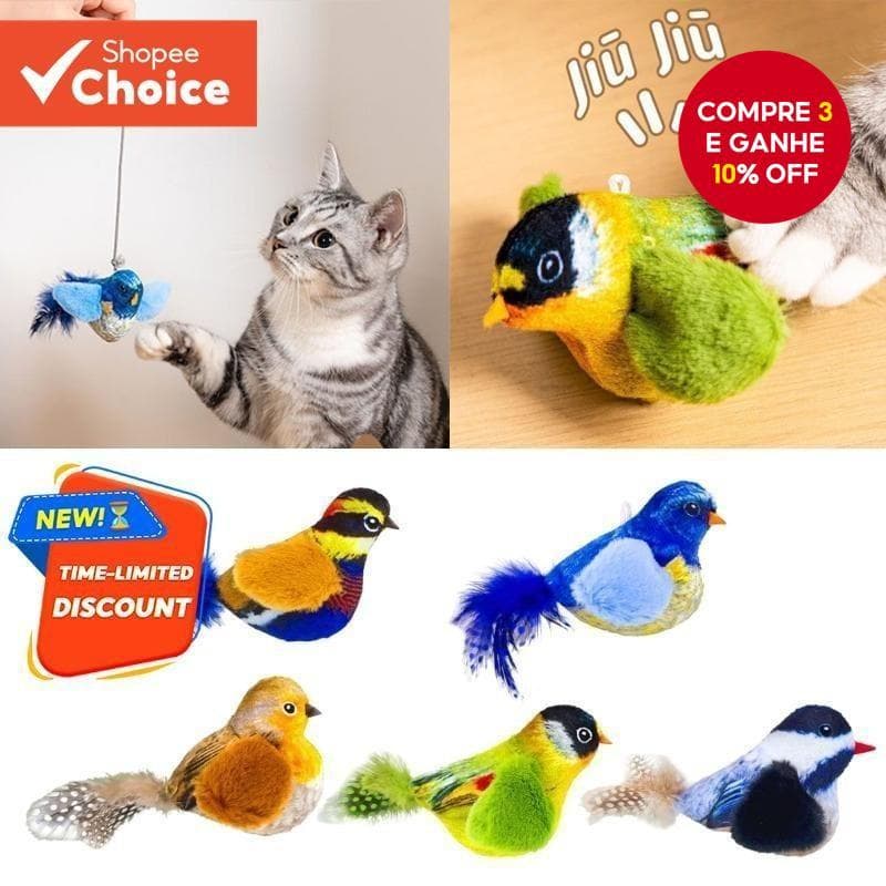 Brinquedo Interativo De Pelúcia Para Gatos E Pássaros , Sons Realistas De Chilrear Internos , Sem Necessidade De Bateria