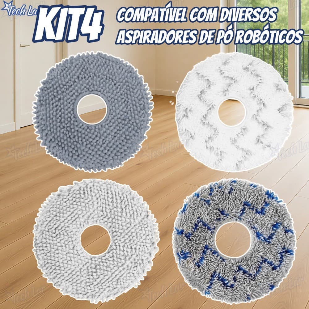 Kit Panos Mop de Reposição para Robô Aspirador Xiaomi S10+ / S20+ / X10+ / X20+ / Pro Max - TL
