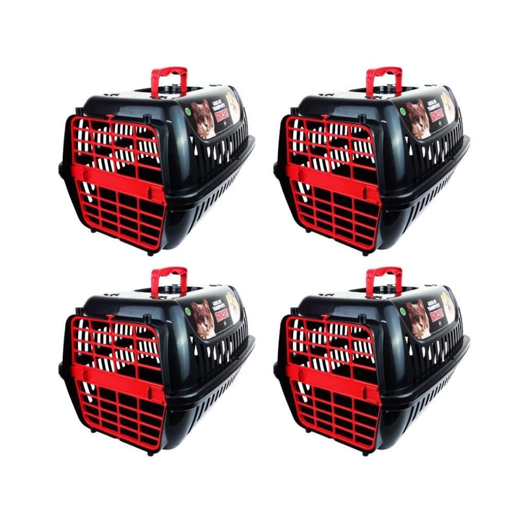 Kit 4 Caixa de Transporte Brinqpet N3 Premium Preto e Vermelho