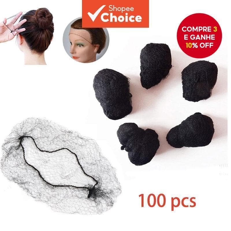 100 Peças Pacotes De Cabelo Encaracolado De 22 "-Redes De Peruca De Nylon Com Borda Elástica Invisível Para Tecelagem
