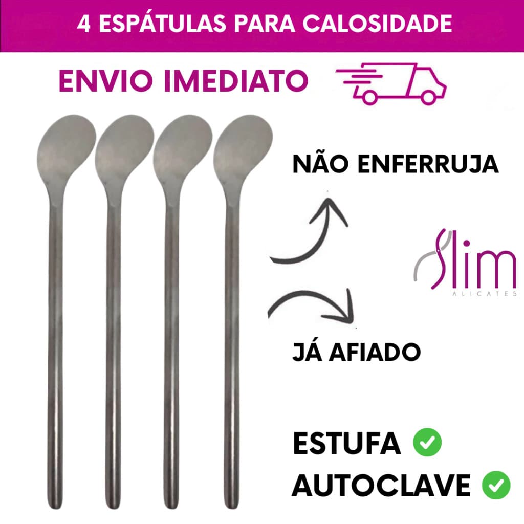 Kit com 04 Espátula para Calosidade aço inoxidável