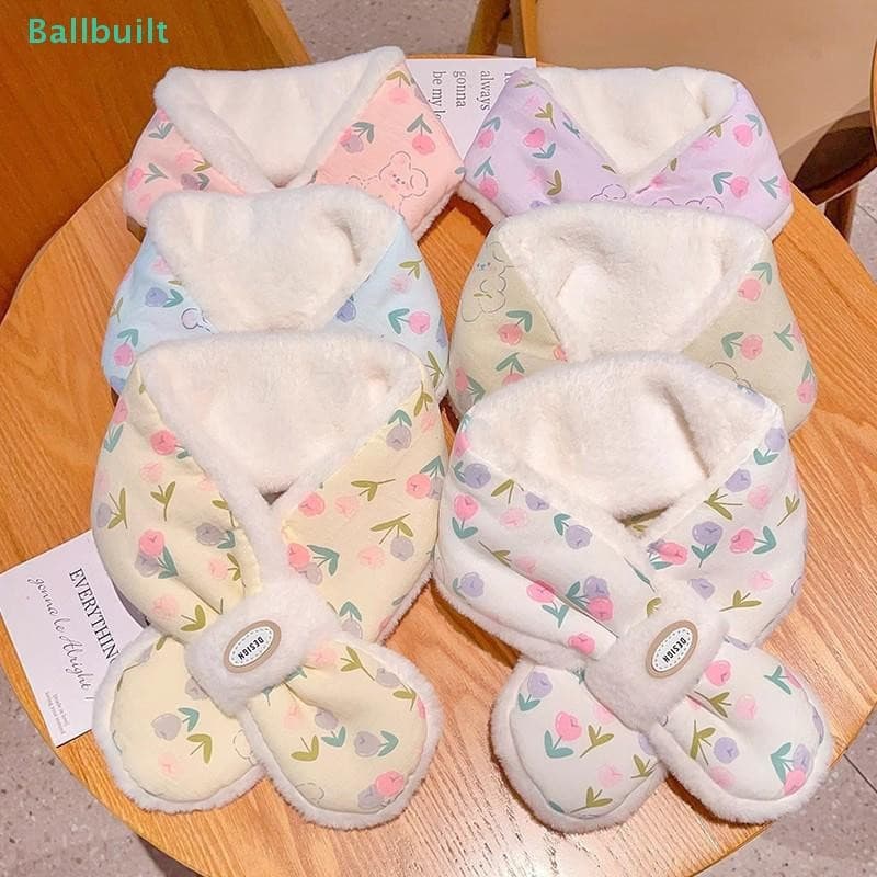 [BLU] Lenços Espessantes De Tulipa Fofos Para Bebês , Aquecedores De Pescoço De Inverno , Cruzados À Prova De Vento Meni