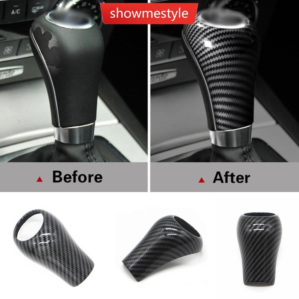 SMS Fibra De Carbono Botão De Mudança De Engrenagem Do Carro Capa Guarnição Interna Para Mercedes Benz W204 W211 W212 W1