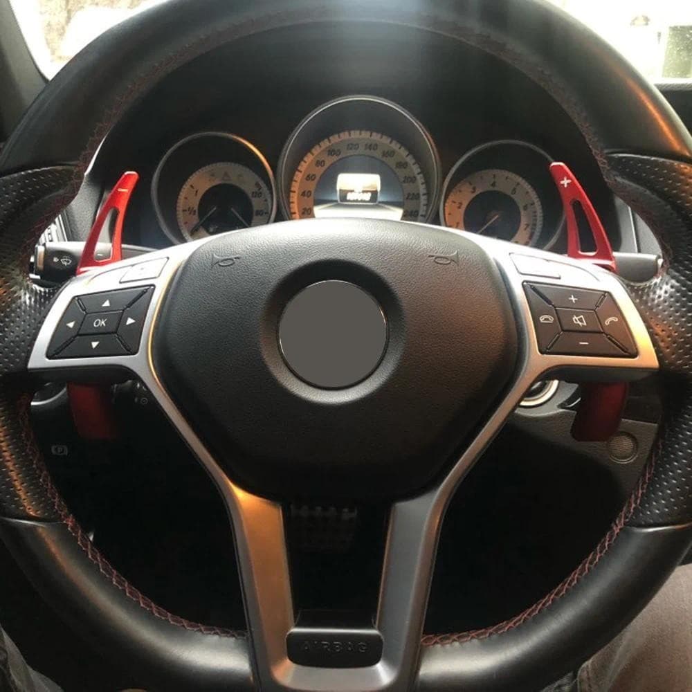 Para Mercedes Benz ML W166 GLK X205 SLK CLA GLA CLS C218 X218 Volante Do Carro Shifter Paddle Extensão DSG Adesivo Estil