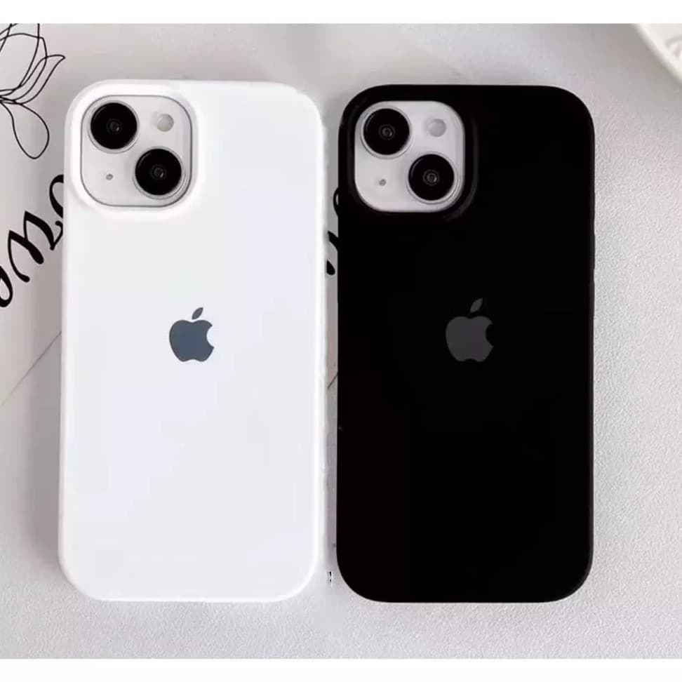 Capa Silicone Aveludada para iPhone Preto ou Branco + Opção com Película | Modelos 7 ao 16 Pro Max