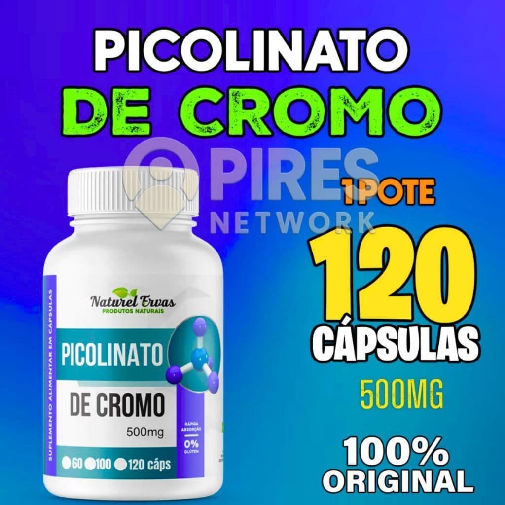Picolinato De Cromo 120 Cápsulas Suplemento 100% Original 500mg