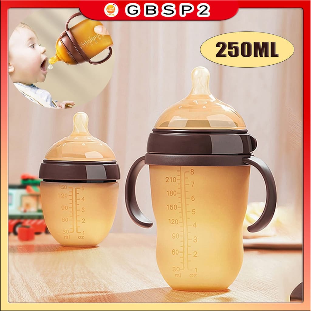 Mamadeira De Silicone Para Bebês Recém-Nascidos , Chupeta De Pescoço Largo Com Canudo 250ml 0 A 36 Meses