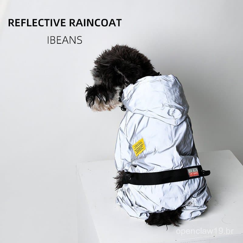 Capa de chuva para cães, capa impermeável de quatro patas com cobertura total e refletiva para cães pequenos como Bichon