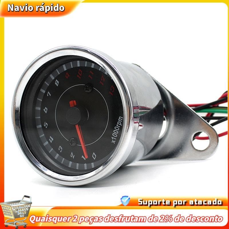 Tacômetro Analógico DC 12V 1000RPM Para Motocicleta Com Luz De Fundo LED Azul Medidor Tacho RPM