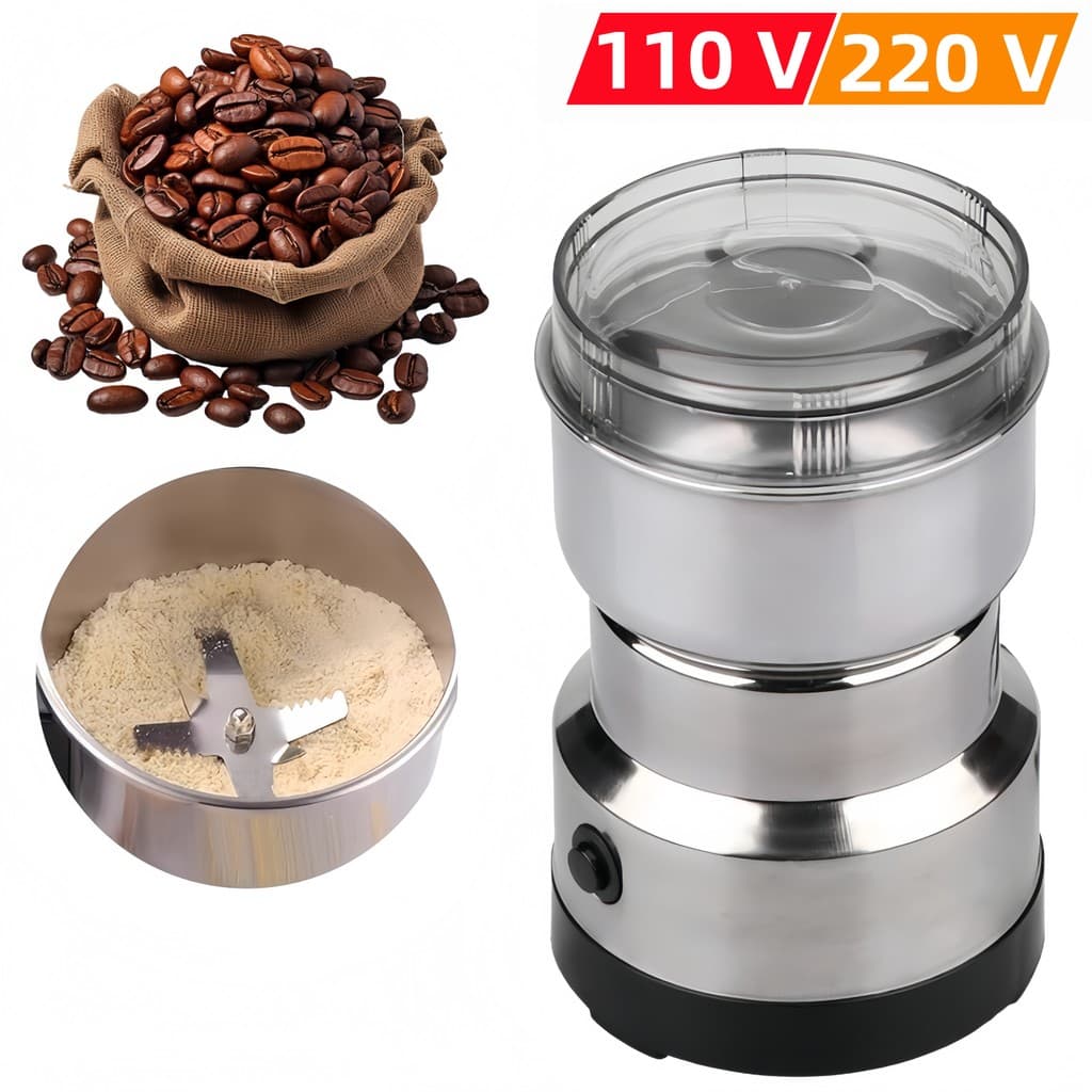 Moedor Multifuncional de Café e Especiarias 110V/220V com Design  Inoxidável 4 Lâminas