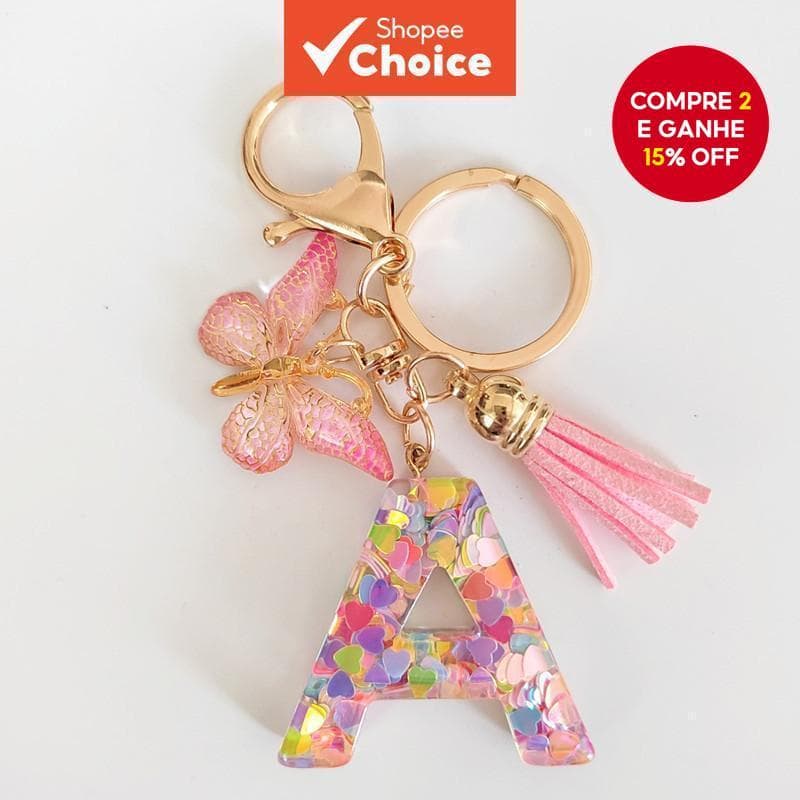 Cross-Border Rosa Lantejoulas Epóxi Carta Chaveiro Pingente Com Borboleta Borla Decoração Acessórios