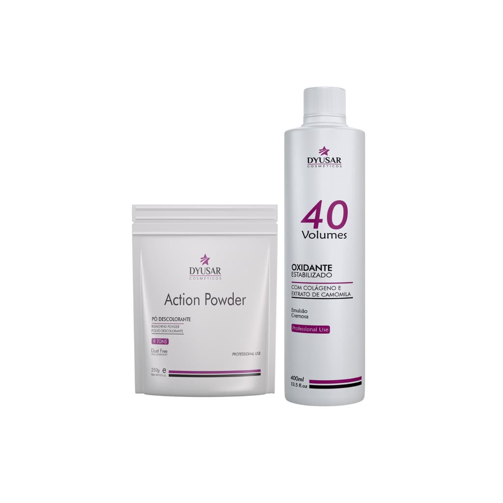 Kit Pó Descolorante Action Powder e Ox de 40 volumes 400ml