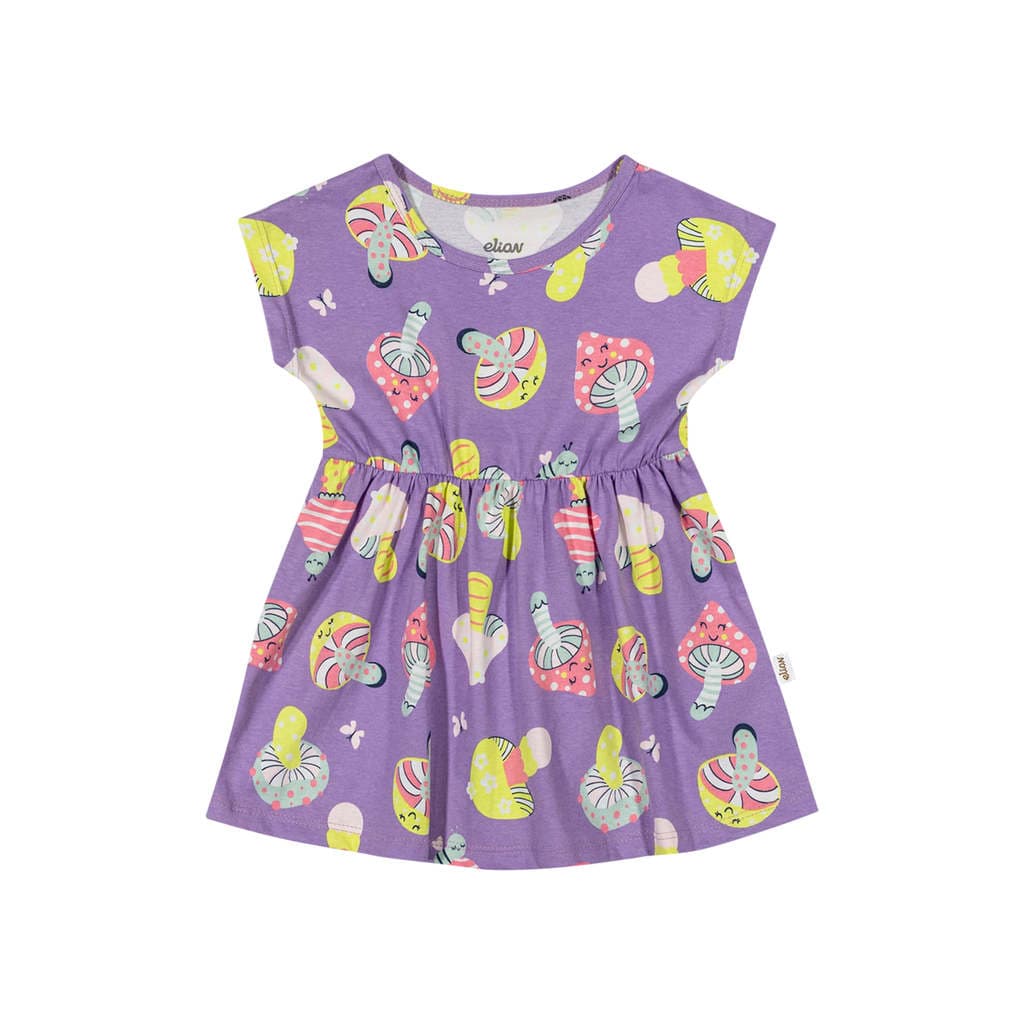 Vestido Bebê Menina Cogumelos Elian Lilás