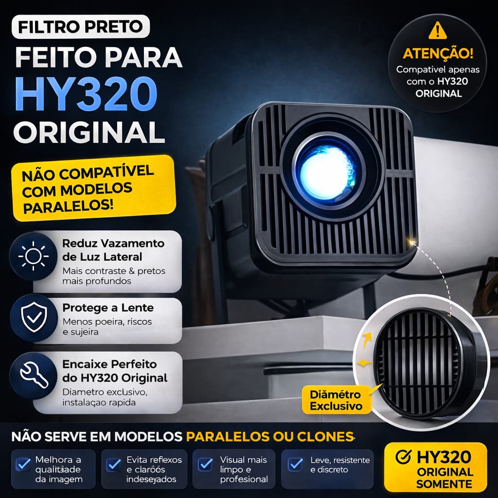 Filtro Anti Poeira Frontal Original Projetor HY320 Proteção Lente Reposição Acessório