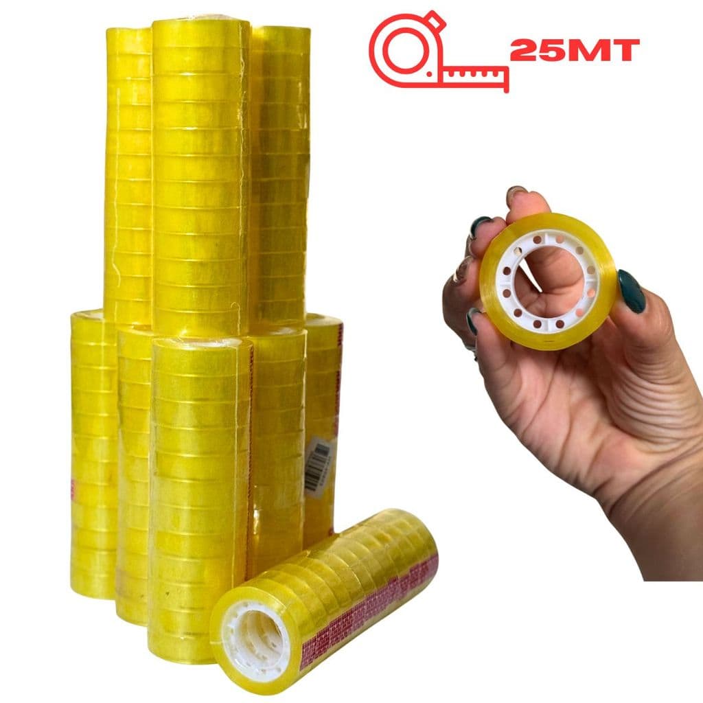 36 Rolos de Fita Adesiva Pequena Durex 25Metros Multiuso 12mmx25m ATACADO