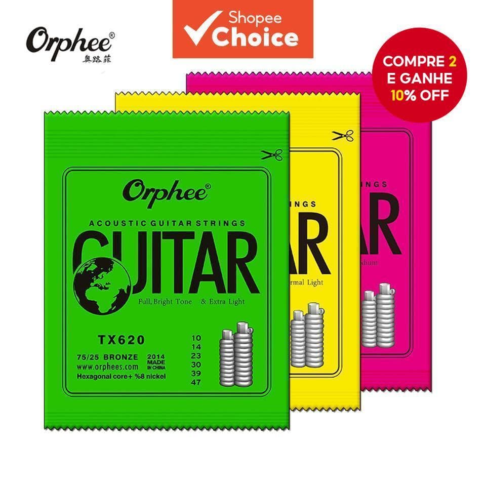Orphee 6Pcs/set Cordas Acústicas De Violão Níquel Extra Leve TX620/TX630/TX640