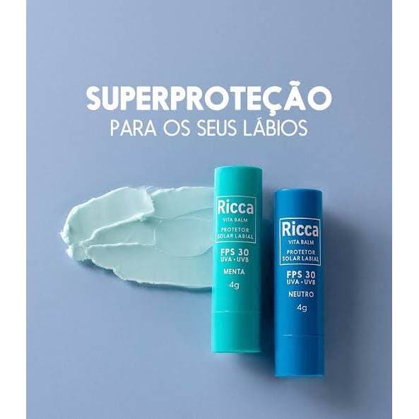 Protetor Labial Ricca FPS 30 UVA/UVB | Neutro ou Menta | Hidratação e Proteção Diária