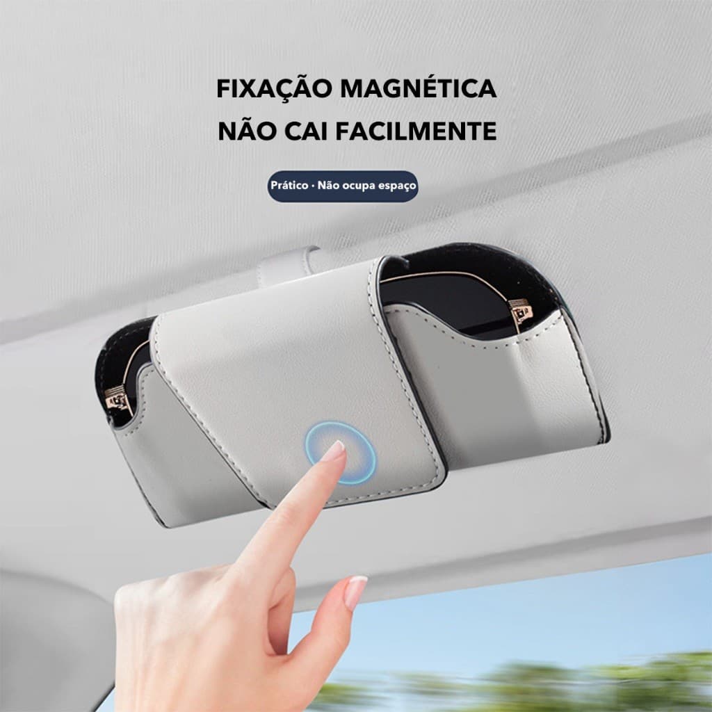 Estojo Para Óculos Com Viseira Solar Carro-Suporte E Clipe De Couro, Cartões e Ingressos